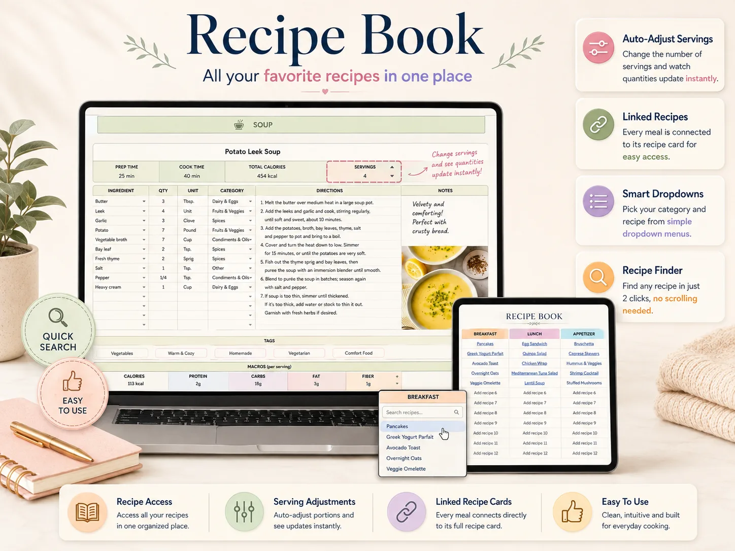 Family Organizer Bundle preview — recipe book